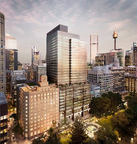 External shot of Brookfield Place building at sundown